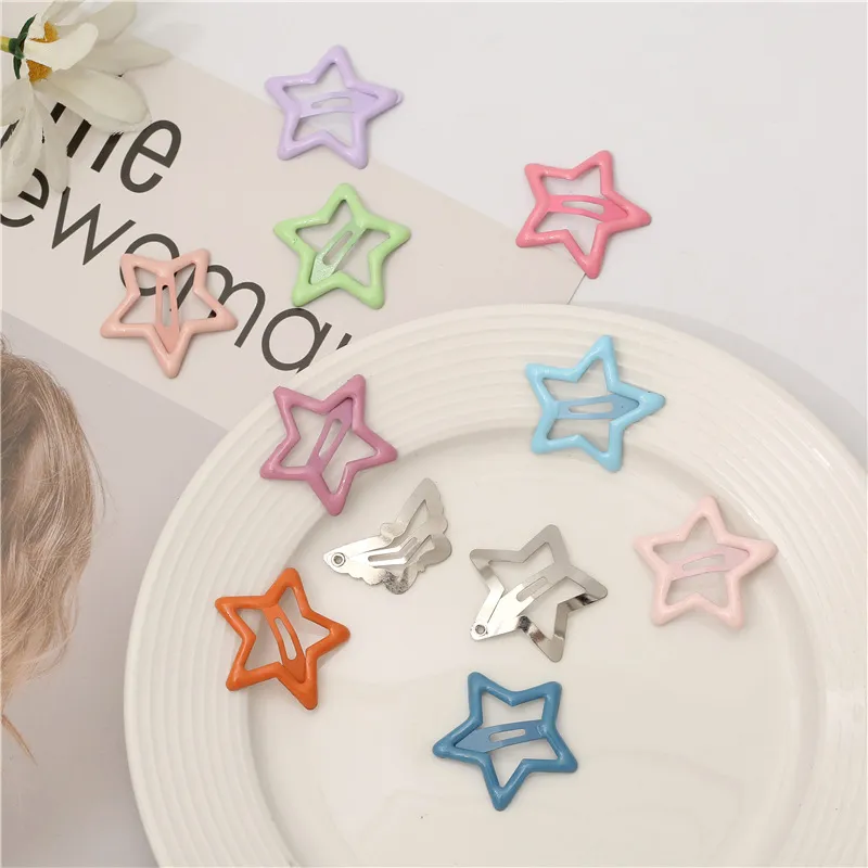 Pinzas para Cabello de Estrella y Mariposa de Metal Lindas Minimalistas Clips BB Flequillo Niños Color Caramelo Horquillas Laterales para Niñas Accesorios de Peinado Diario