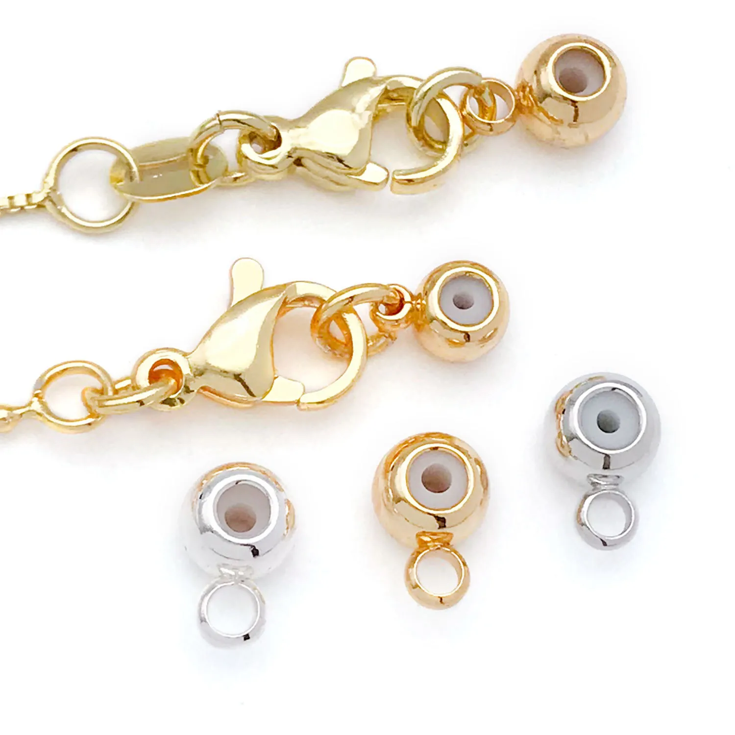 Verguld Koper Positionering Kralen Met Siliconen Binnenkern Rond Sieraden Onderdelen Schuifstopper Kralen Voor DIY Armband Ketting Maken