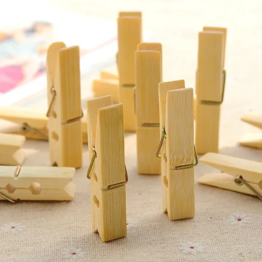 Natural Bamboo Clothespins Durable Wooden Laundry Clips For Drying Socks Underwear Multi-functional Anti-wind Household Clothes Pins