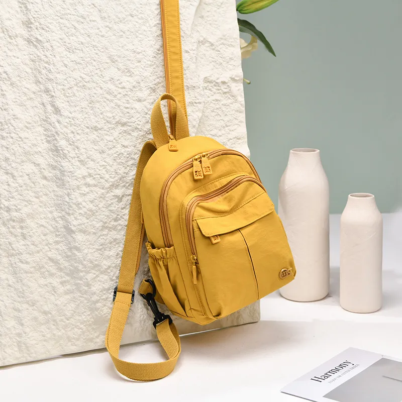 Women Multi-Functional Casual Backpack Water-Resistant Nylon Travel Daypack Lightweight School Commuter Chest Bag