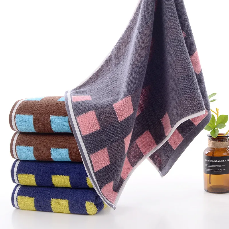 Cotton Face Towel Soft Absorbent Bathroom Facial Towel Jacquard Geometric Design Home Daily Use Towels For Adults