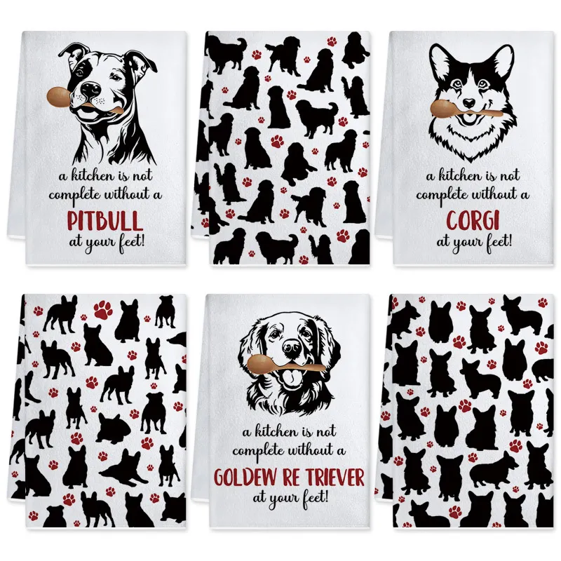 Strofinaccio da Cucina Divertente con Motivo Cane Pitbull Golden Retriever Asciugamano Assorbente Decorativo per Casa
