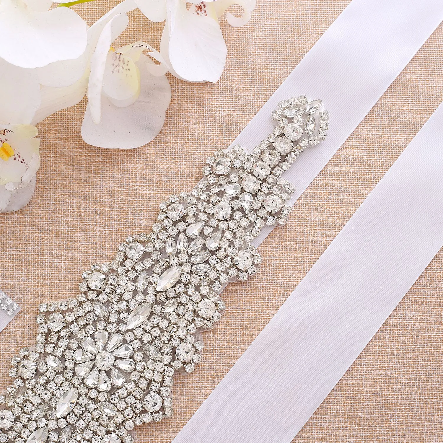 Bridal Wedding Rhinestone Belt Handmade Crystal Waist Band Silver Gold Rose Gold Diamond Dress Ribbon Belt