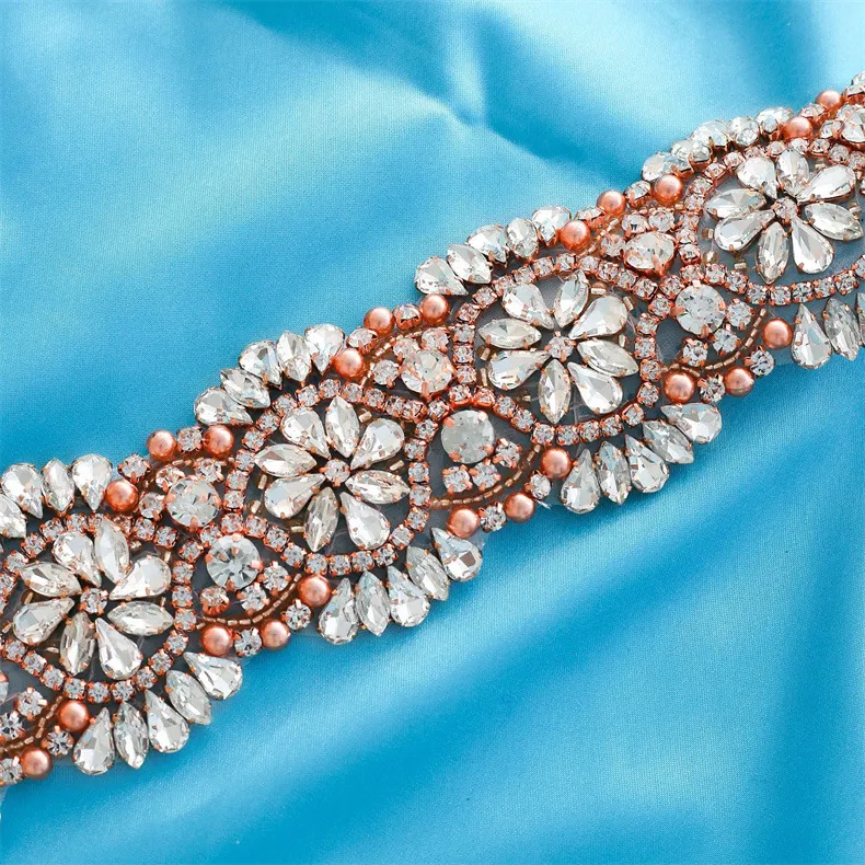 Handmade Rhinestone Applique Wedding Dress Belt Bridal Waist Band Crystal Trim For Wedding Gown Women Party Accessories