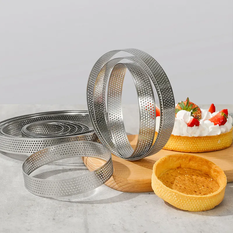 Edelstahl Rund Perforiert Tortenring Französisch Mousse Kuchenform Professionelle Backen Cutter Kreis Ring Werkzeug DIY