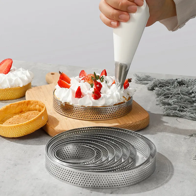 Edelstahl Perforiert Tartering DIY Mousse Kuchenform Französisch Gebäck Backwerkzeug Rund Quadrat Dreieck Oval Dessertring