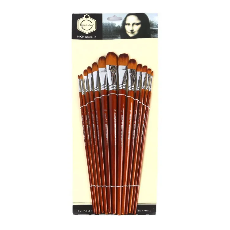 Ensemble de Pinceaux d'Artiste Professionnel Poils en Nylon Pinceaux de Peinture Aquarelle Huile Acrylique Manche en Bois Fournitures d'Art
