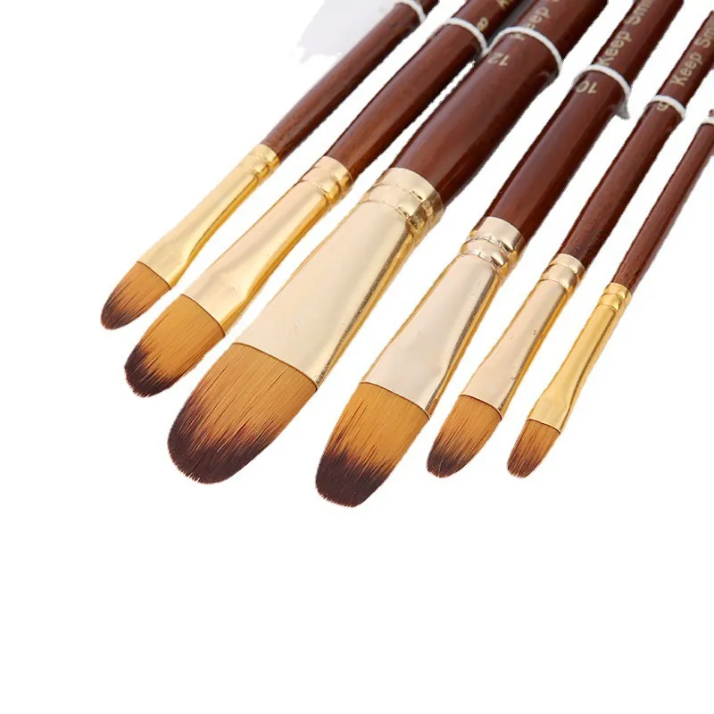 Juego de Pinceles de Artista Profesional Mango de Madera Pelo Sintético Pinceles para Acuarela Acrílico Óleo