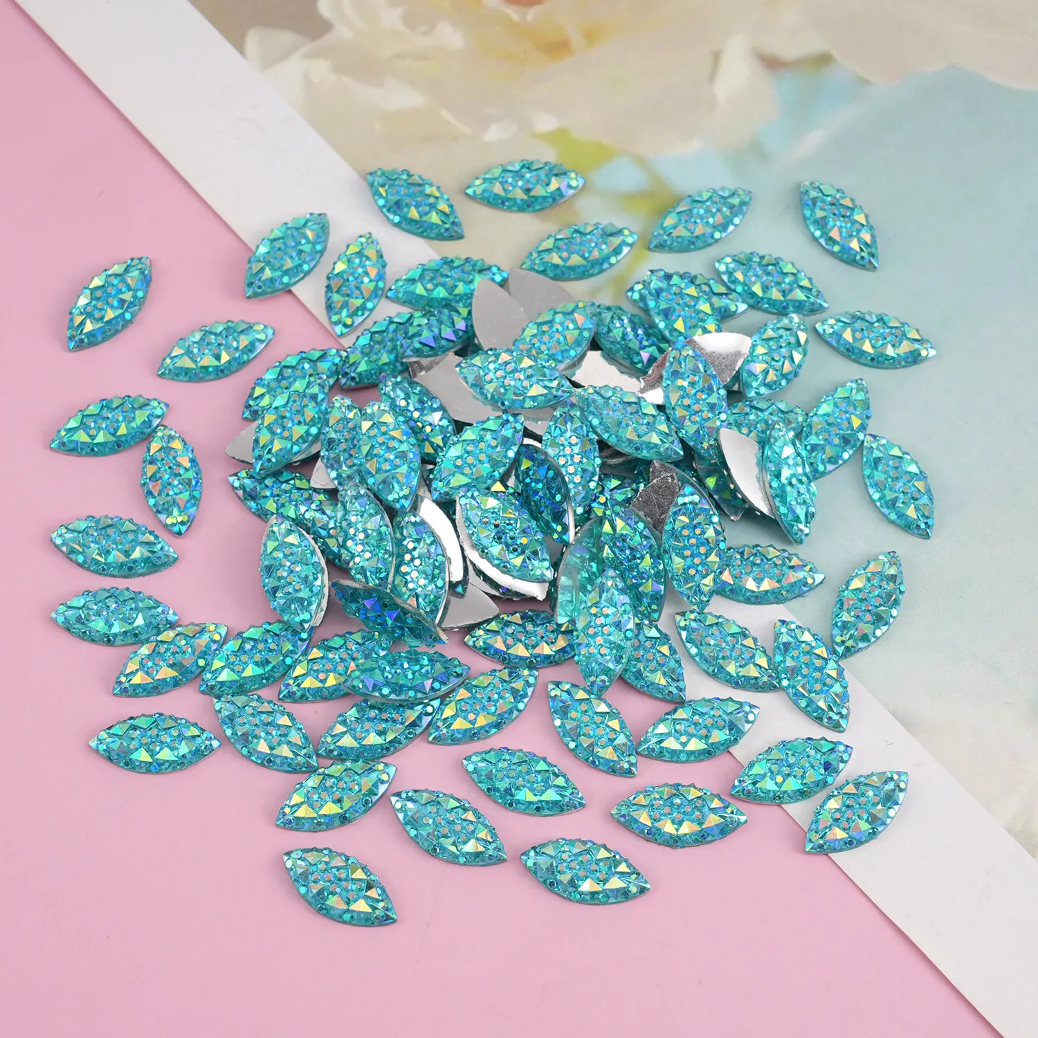 DIY Resin Rhinestones Marquise Pineapple Cut Flatback Rhinestones For Nail Art Phone Case Craft Jewelry Accessories
