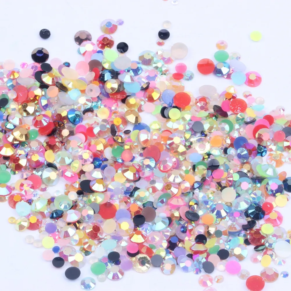 Resin Rhinestones Mixed Color Flatback Rhinestones Jelly Colorful Beads For Nail Art DIY Craft Decoration
