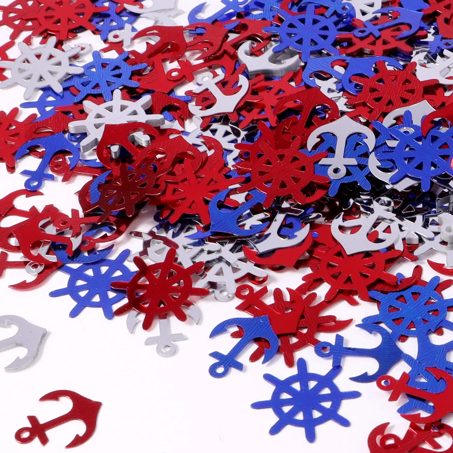 Red White Blue Anchor Rudder Sequins Patriotic Table Scatter Confetti For Independence Day Party Festive Decoration