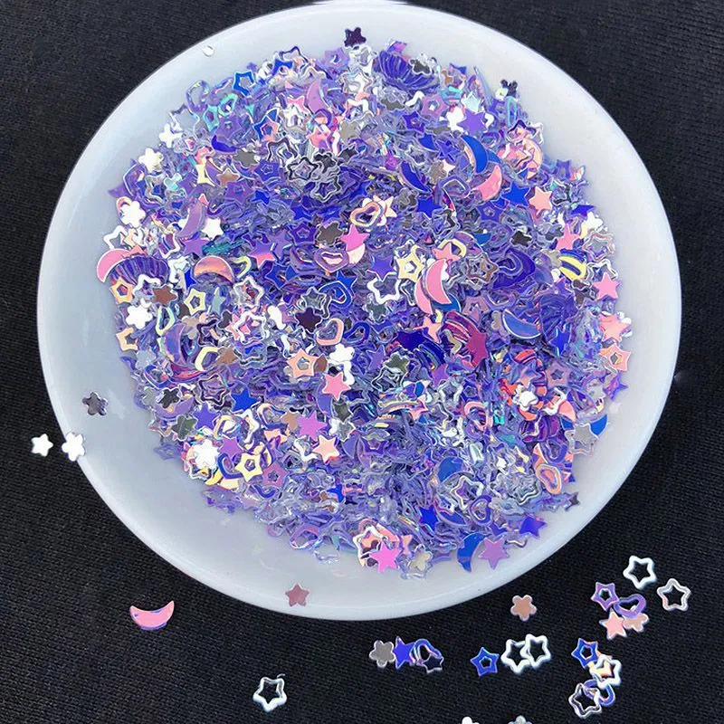 Paillettes Olografiche per Unghie Cuore Stella Luna Fiocchi di Glitter Resina Slime Riempimento Accessori DIY