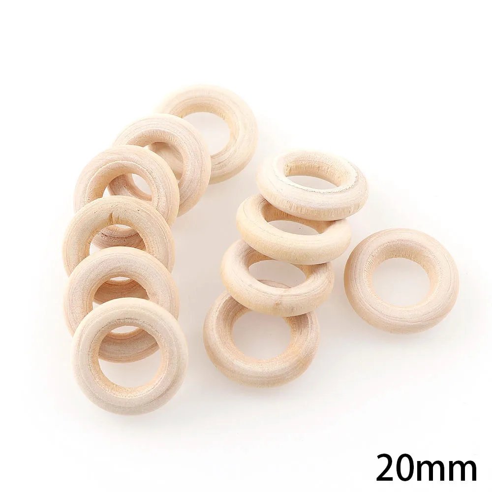 Anneaux d'Artisanat en Bois Naturel Boucles en Bois Non Finies Connecteurs Ronds Pour Bijoux DIY Bracelet Sangle Rideau