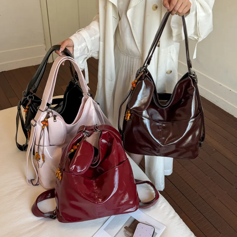 Women PU Leather Waterproof Casual Backpack Fashion Travel School Bag Large Capacity Commuter School Bag Daypack