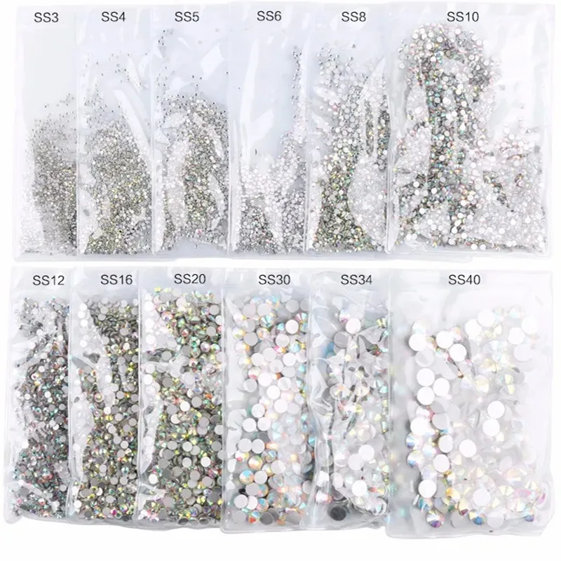 Kristalglas Flatback Strasssteinen Nail Art DIY Diamant Edelstenen AB Helder Wit Sprankeling Ambacht Strass Juwelen