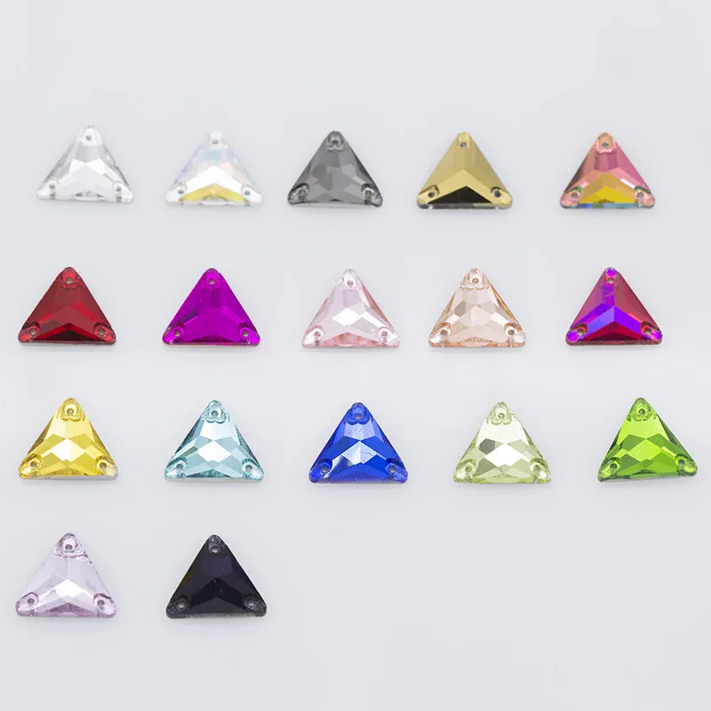 Dreieck Glas Aufnähbar Strasssteine Kristall Flache Rücken Knöpfe Für DIY Kleidung Hochzeitskleid Schuhe Zubehör
