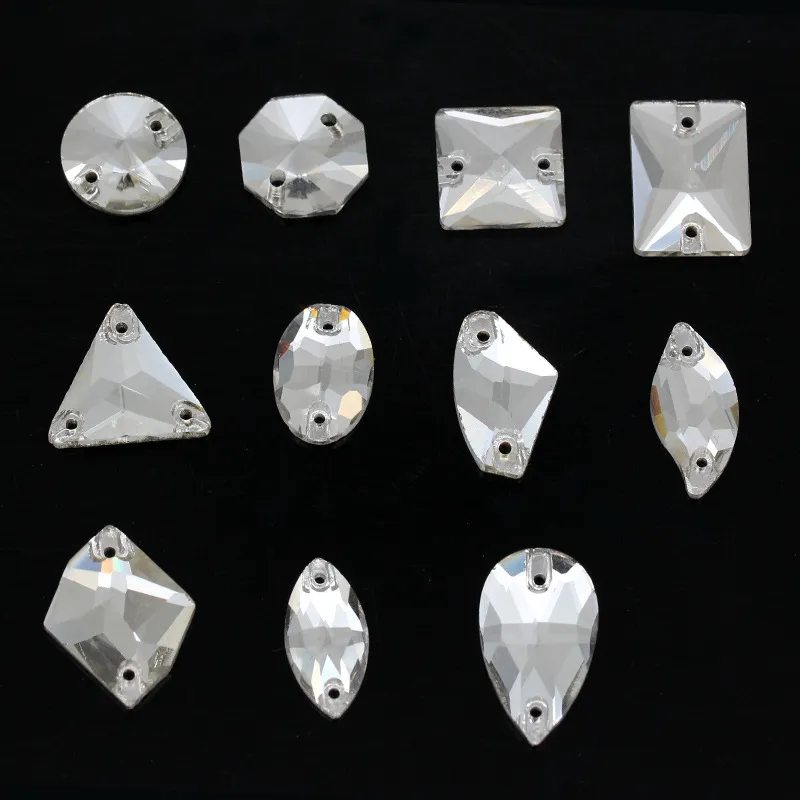 Flat Back Sew On Rhinestones Glass Crystals For DIY Apparel Wedding Dress Garment Craft Decoration Accessories