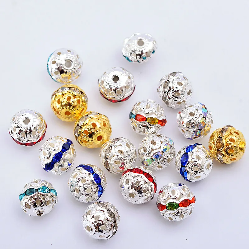 DIY Legierung Strass Zwischenperlen Gold Silber Beschichtet Kristall Kugel Charms Für Armband Schmuckherstellung Handwerk Zubehör