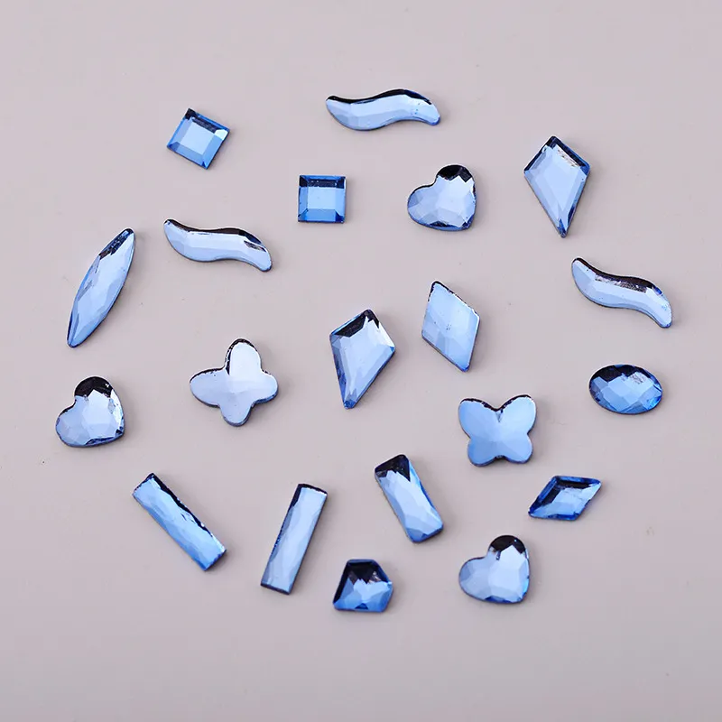 Gemischte Flache Geformte Glas Strasssteine Nagelkunst Dekorationen Aurora Kristall Edelsteine Für DIY Maniküre