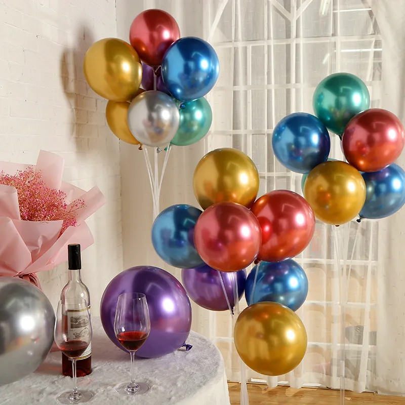 Ballons en Latex Métalliques Ballons Épais Brillants Chromés Couleurs Assorties Pour Décorations de Fête d'Anniversaire de Mariage