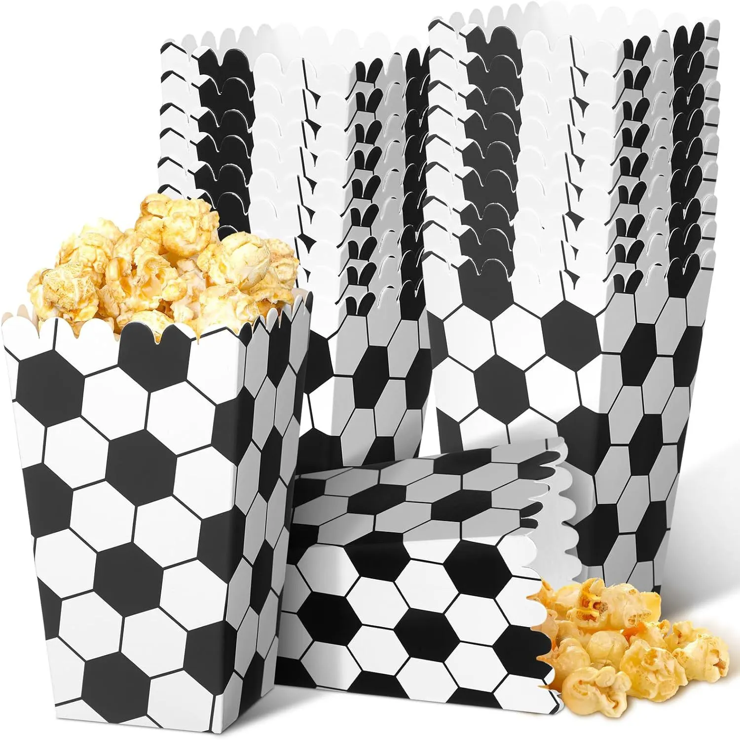 Boîtes à Pop-corn de Football Contenants de Snacks en Papier pour Fournitures de Fête d'Anniversaire à Thème de Soccer Vaisselle Jetable