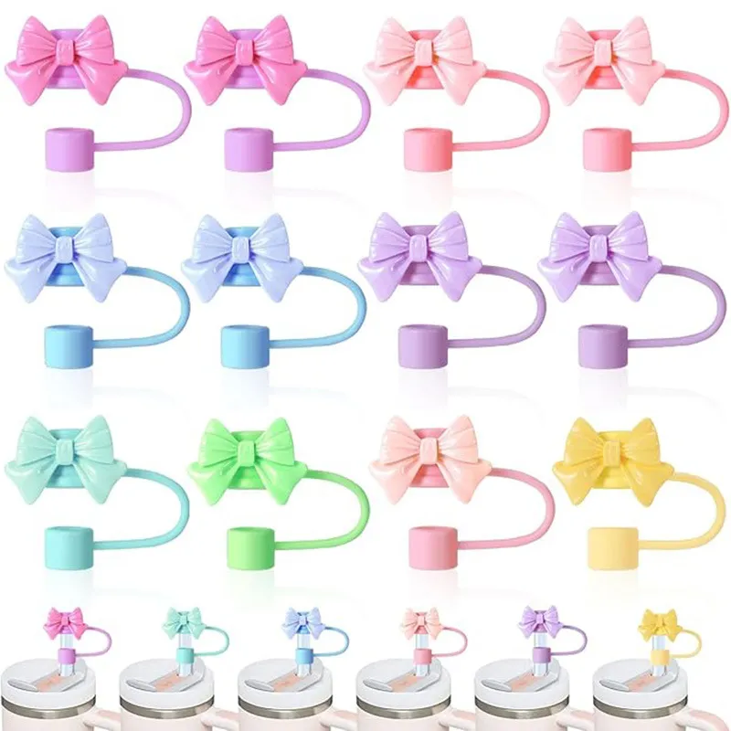 Couvercle de Paille en Forme de Nœud Mignon Anti-poussière Anti-fuite Décoration de Paille