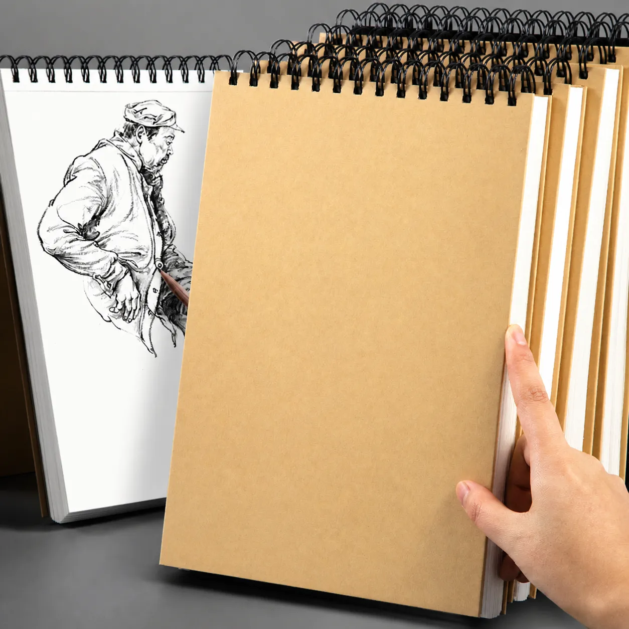 Cuaderno de Bocetos para Estudiantes Cuaderno de Dibujo Encuadernación de Alambre Metálico Papel Grueso Bloc de Arte para Dibujo Suministros Escolares
