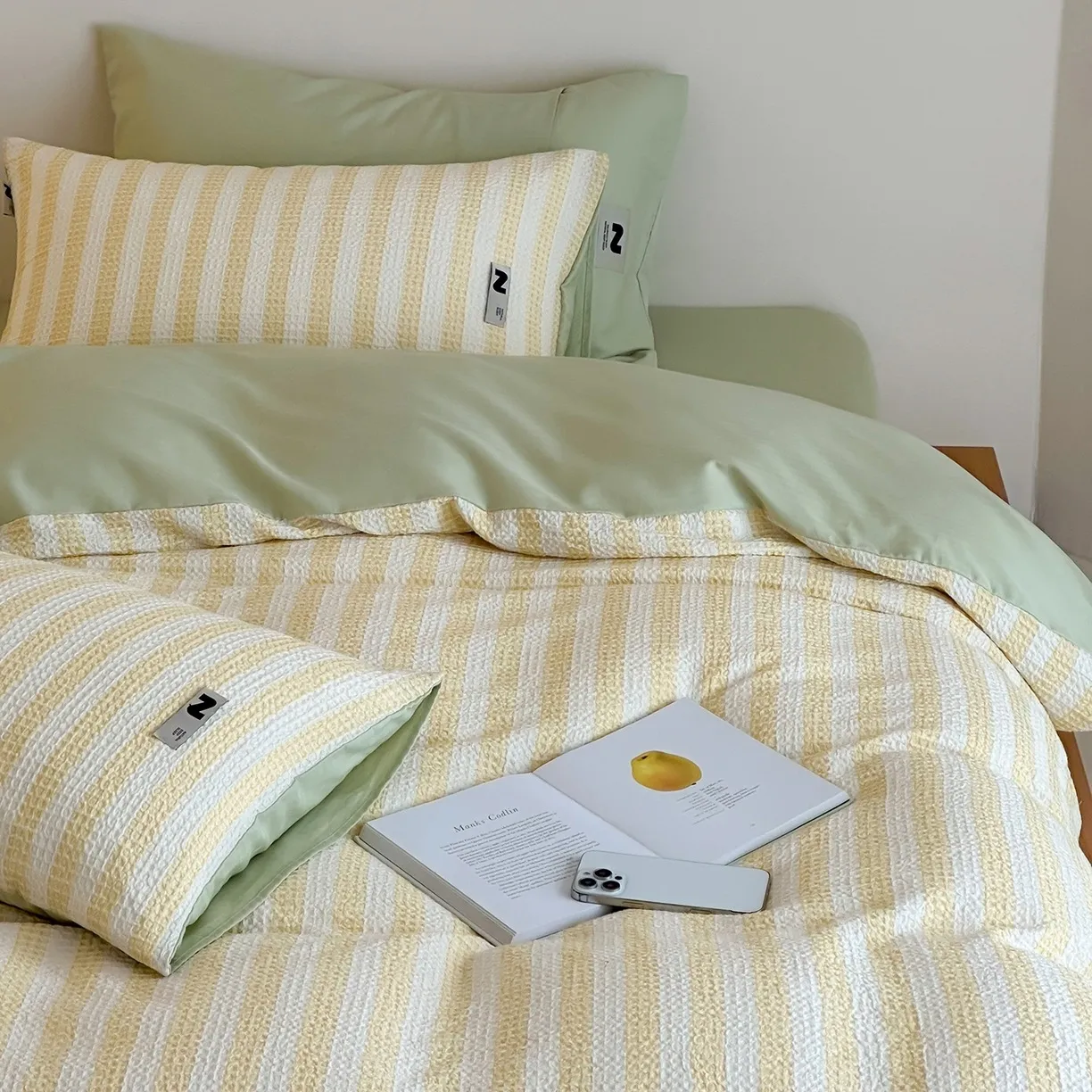 Reine Baumwolle Waffel Bettwäsche Set Jacquard Bettbezug Bettlaken Weich Hautfreundlich Schlafzimmer Heimtextilien