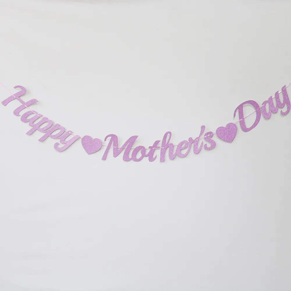 Glitter Mirror Paper Banner Happy Mother's Day Happy Father's Day Party Hanging Decorations Garland Festival Bunting Flags