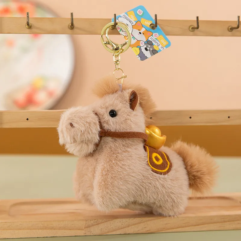 Cute Little Horse Plush Doll Keychain Ingot Pony Bag Pendant New Year Mascot Toy