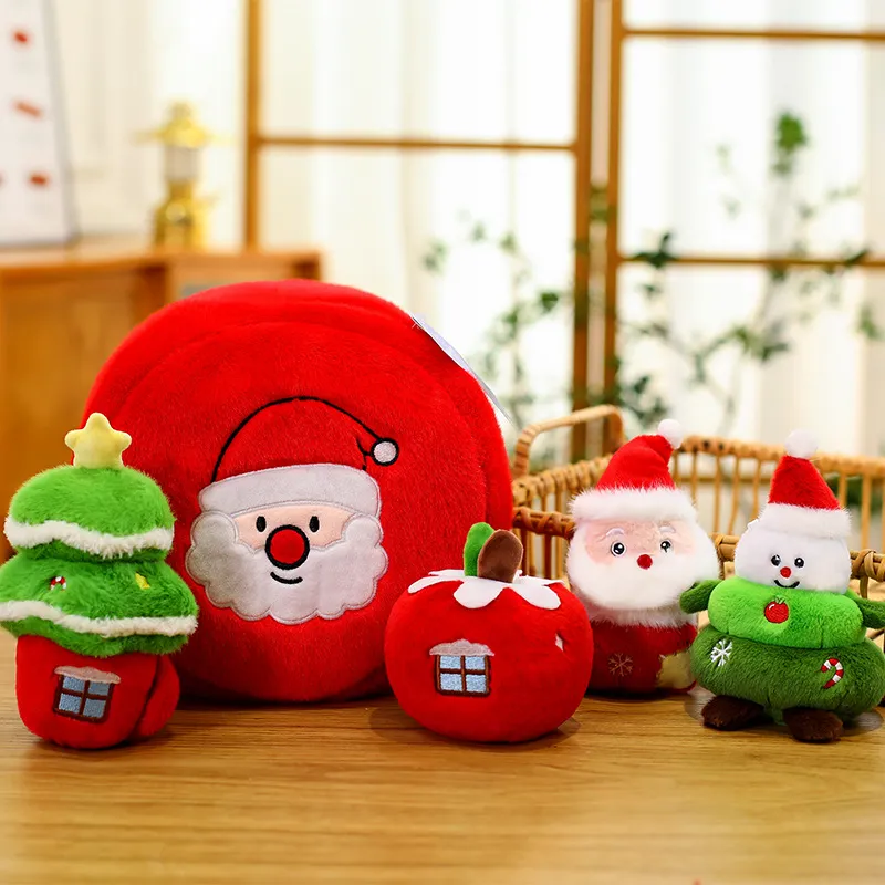 Niedliches Weihnachtsserien Plüschtier Puppenornament Weihnachtsmann Strauch Weihnachtsbaum Festliches Geschenk