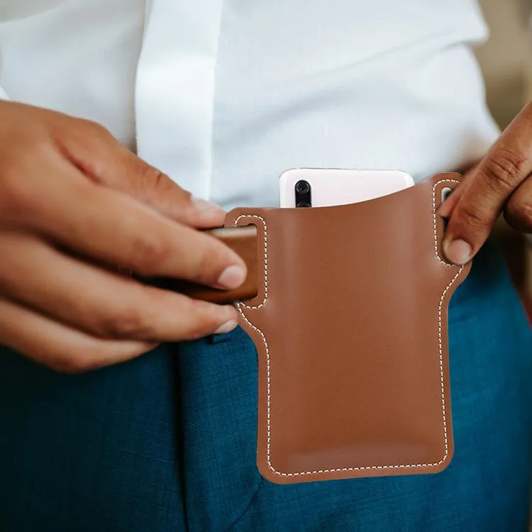Pochette de Téléphone en Cuir PU Étui de Ceinture Étui de Protection pour Smartphone pour Voyage en Plein Air Utilisation Quotidienne Sac Unisexe
