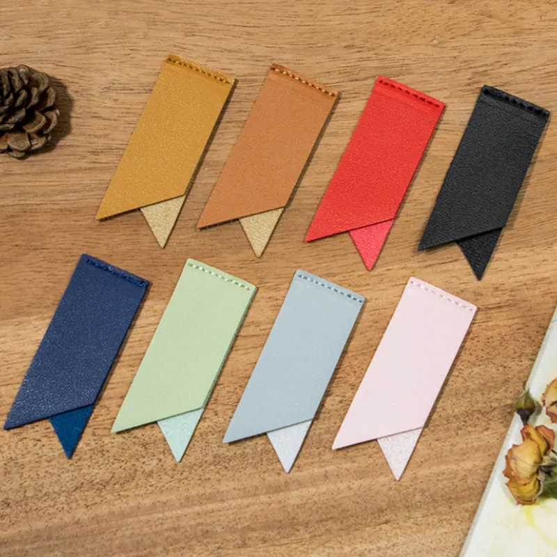 PU Leather Page Corner Bookmark Student Reading Page Marker Triangle Book Markers For Books Office School Supplies