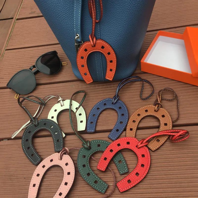 Modische Doppelseitige Leder Hufeisen Taschenanhänger Süße U-Förmige Pferd Anhänger Handtasche Beutel Ornament Schlüsselanhänger Zubehör