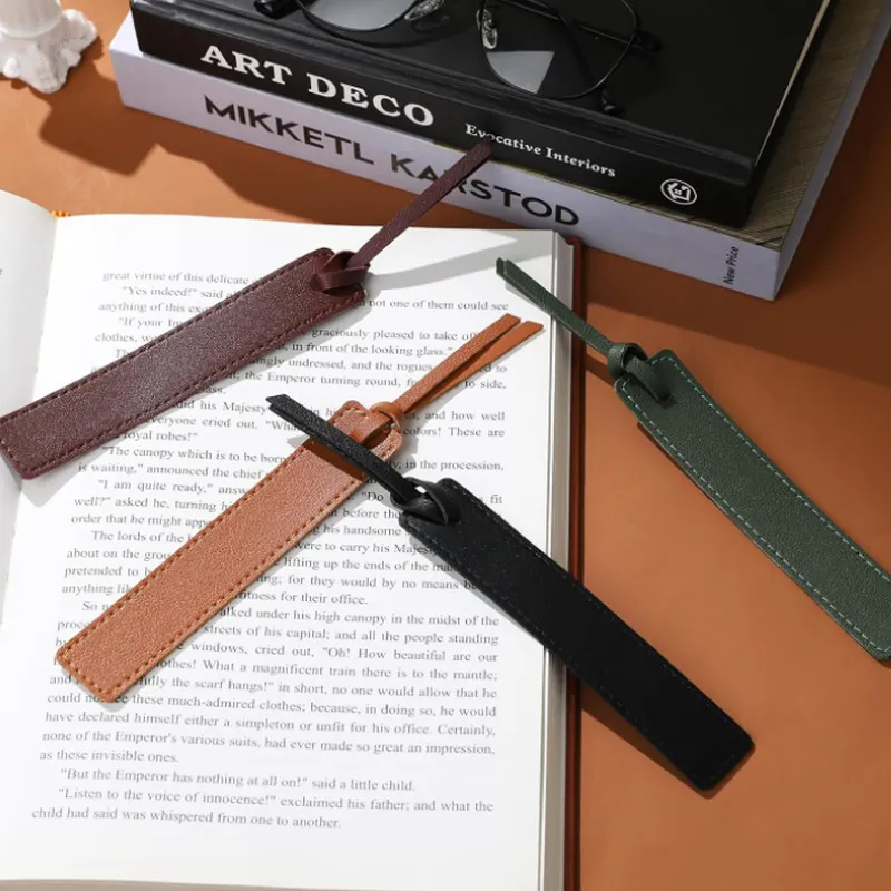 Minimalist PU Leather Bookmark With Tassel Vintage Reading Page Marker Book Accessories For Office School Readers