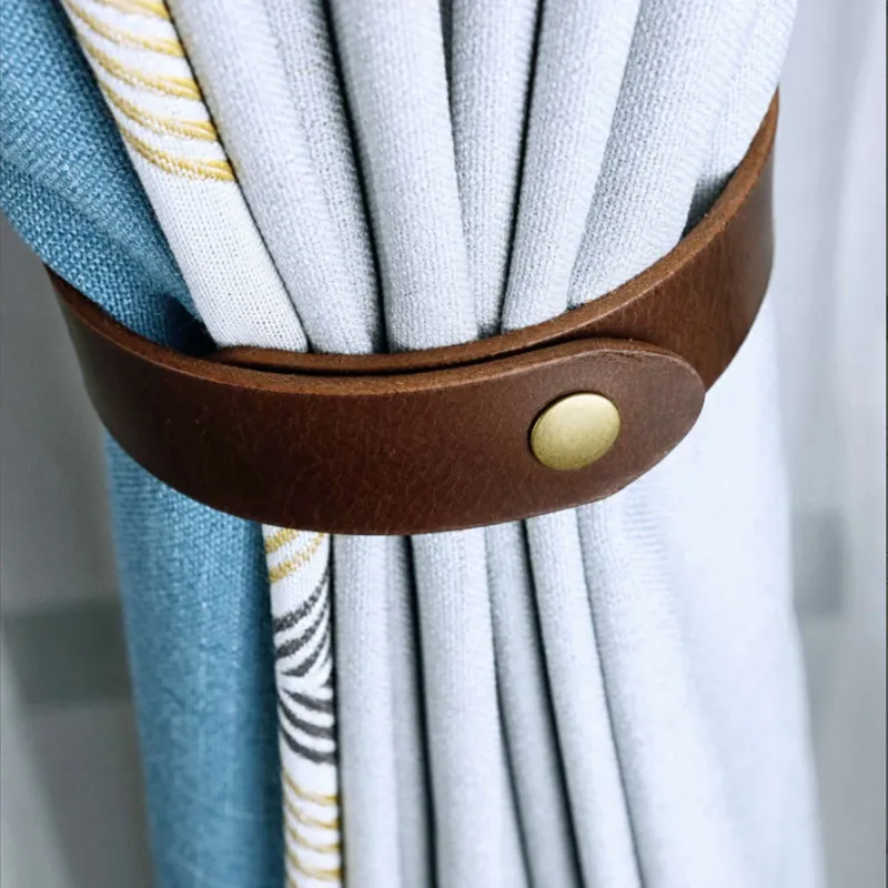 Nordic Style PU Leather Curtain Tieback Minimalist Decorative Curtain Holdback Snap Button Drapery Accessories Home
