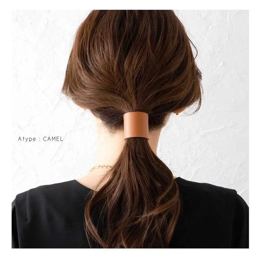 Gancho de Cabello de Metal Minimalista Japonés Color Morandi Pinza de Cola de Caballo Hebilla de Pelo de Cuero PU de Alta Gama Accesorios