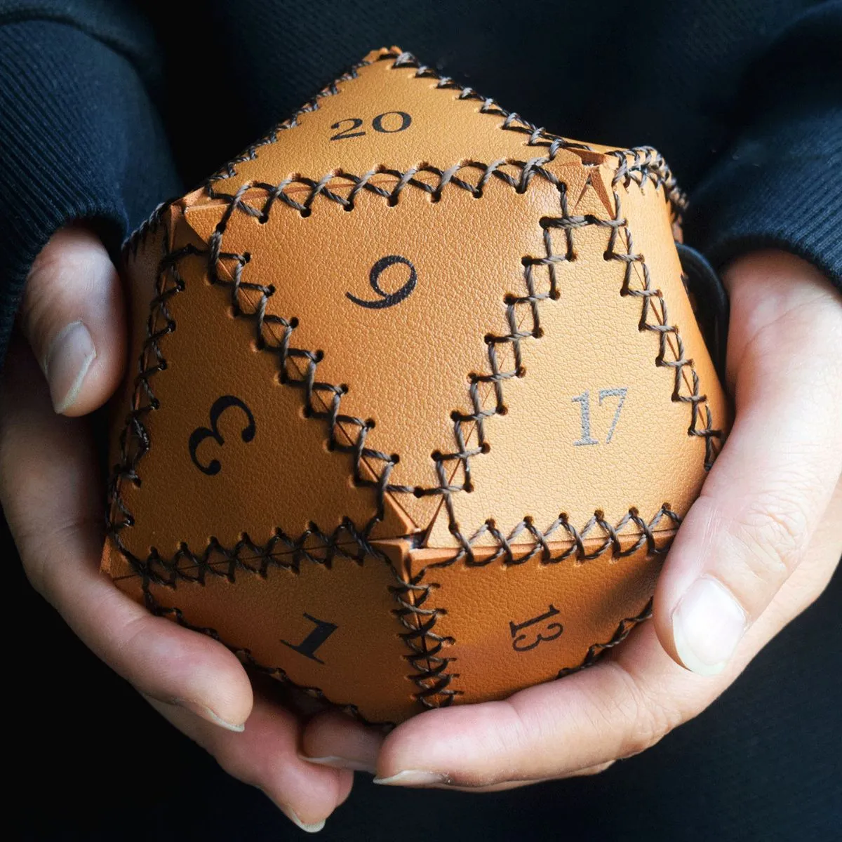 PU Leather Polyhedral Dice Bag Polygon Dice Storage Pouch Retro Handmade Stitching Drawstring Tabletop Gaming Accessories