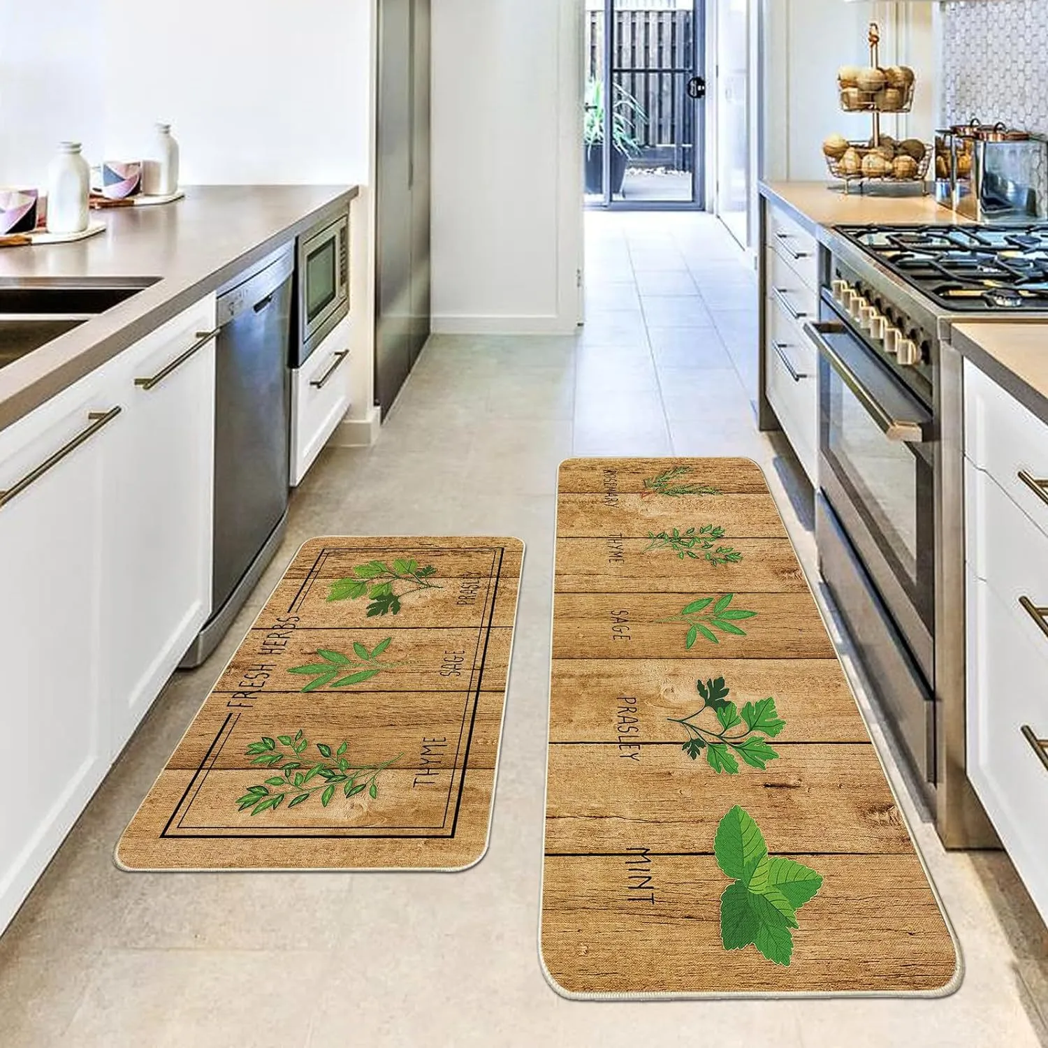 Floral Kitchen Floor Mat Absorbent Non Slip Runner Rugs Botanical Home Decor For Entryway Hallway Bathroom