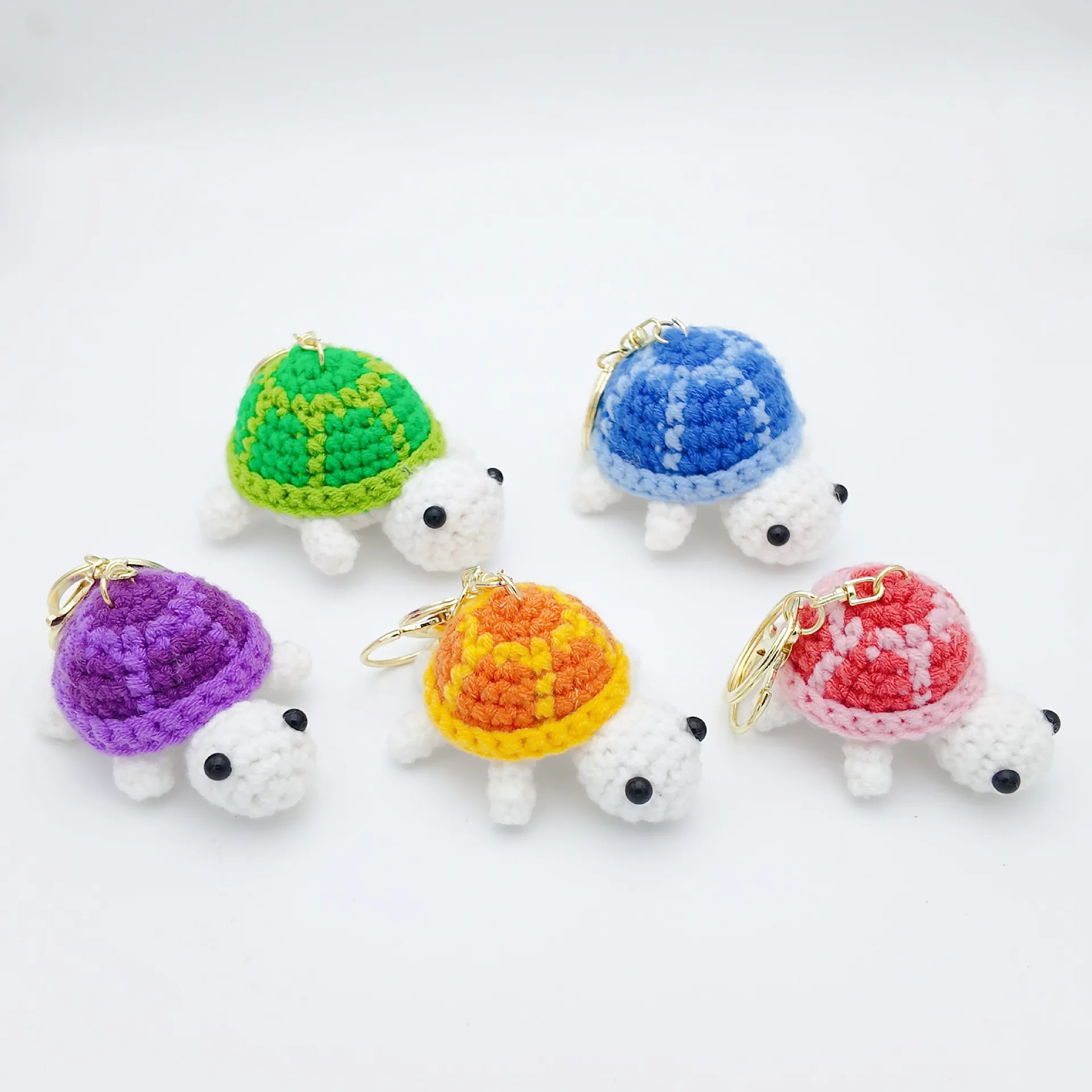 Handgefertigte Häkel-Schildkröte Schlüsselanhänger Süße Wollgarn Gestrickte Schildkröte Plüschpuppe Tasche Charme Kreative Stofftier Schmuck