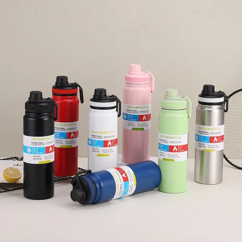 Bouteille Isotherme en Acier Inoxydable 304 Voyage Portable Thermos Grande Capacité Bouteille d'Eau de Sport avec Poignée