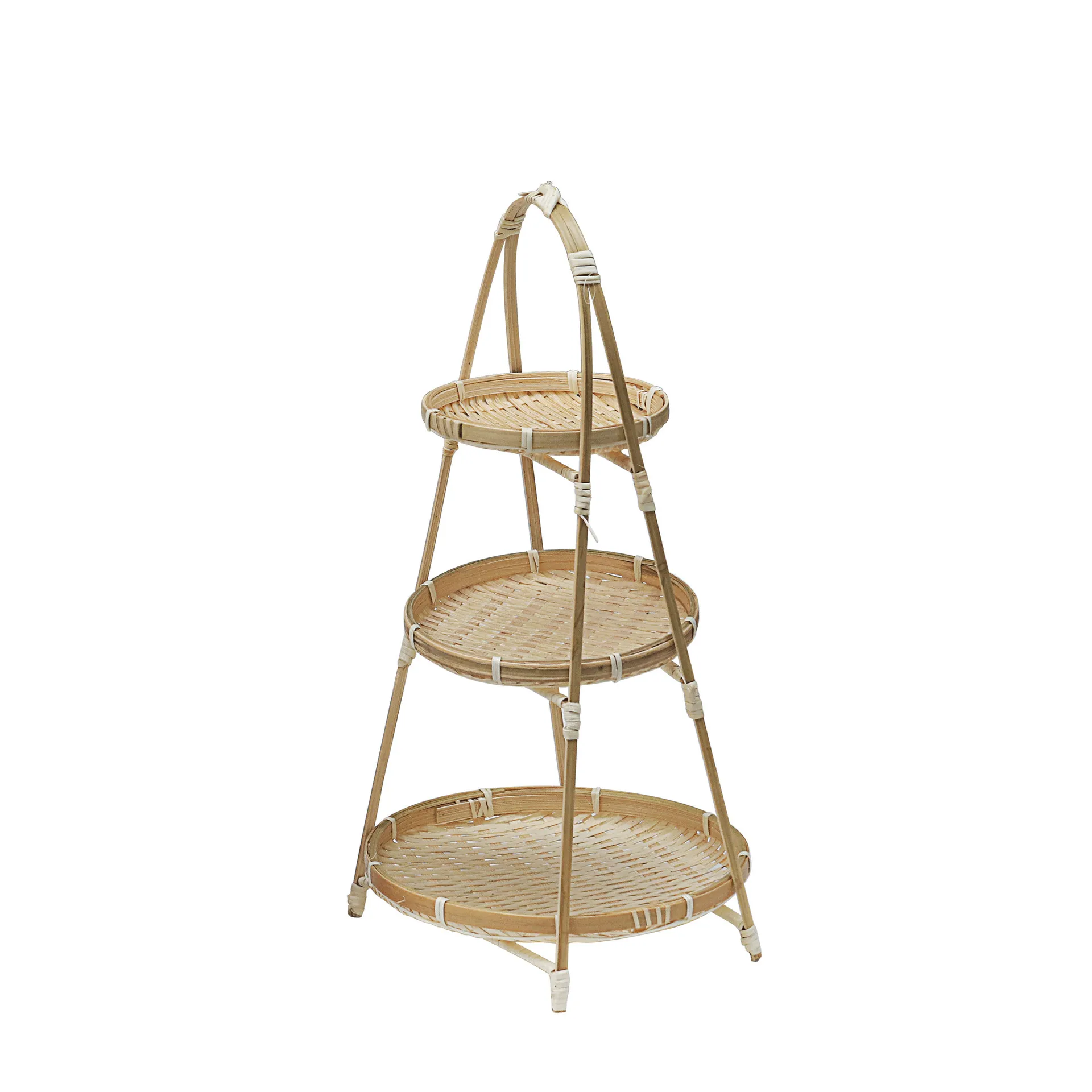 Estante de Pastelería Multicapa de Bambú Natural Cesta de Almacenamiento de Frutas de Escritorio Rústico Hogar Decorativo Soporte de Bandeja Escalonada