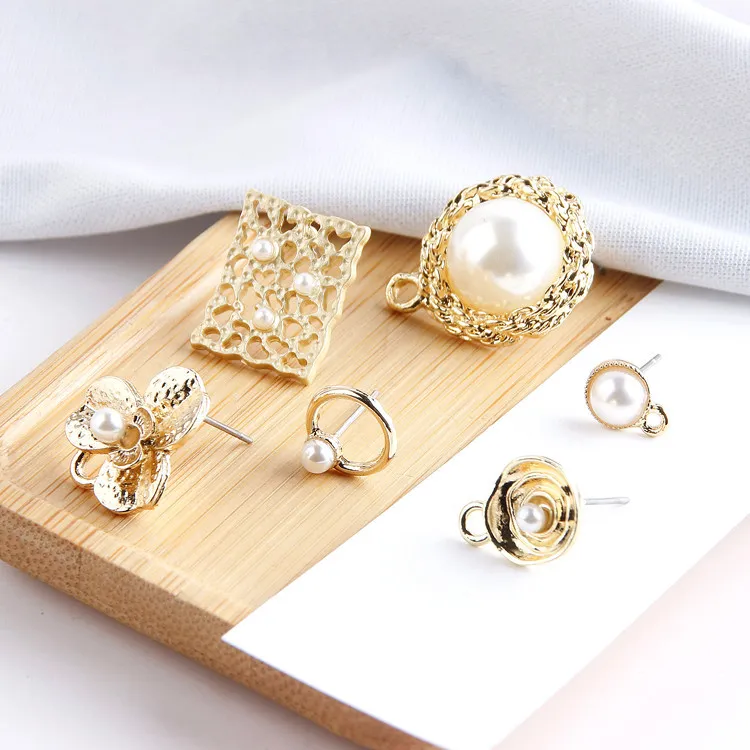 Vintage Barok Legering Kunstparel Oorknopjes DIY Handgemaakt Sieraden Accessoires Geometrisch Hol