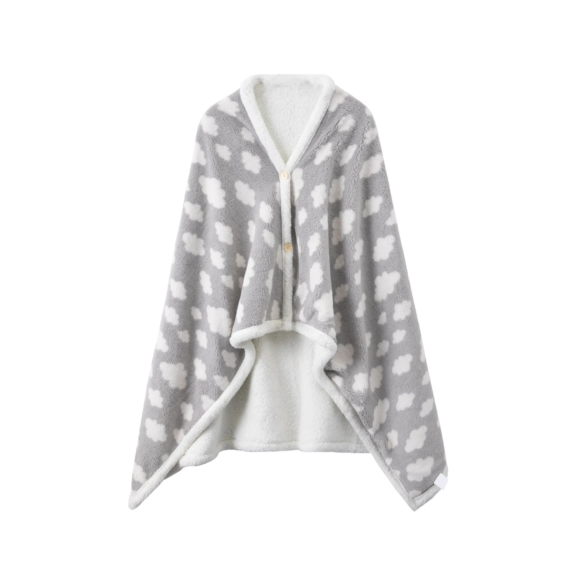 Paar Tragbare Decke Bademantel Fleece Kapuze Warm Weich Wolkenmuster Fleece Nachtwäsche Casual Zuhause Bademantel
