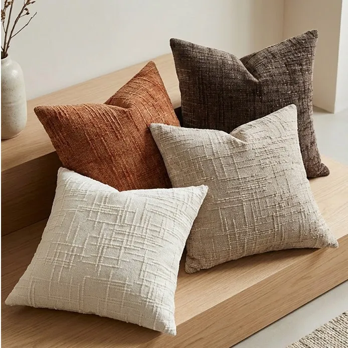 Moderner Minimalistischer Chenille-Kopfkissenbezug Einfarbig Dekorativer Kissenbezug Für Wohnzimmer Sofa Schlafzimmer Weicher Kissenbezug