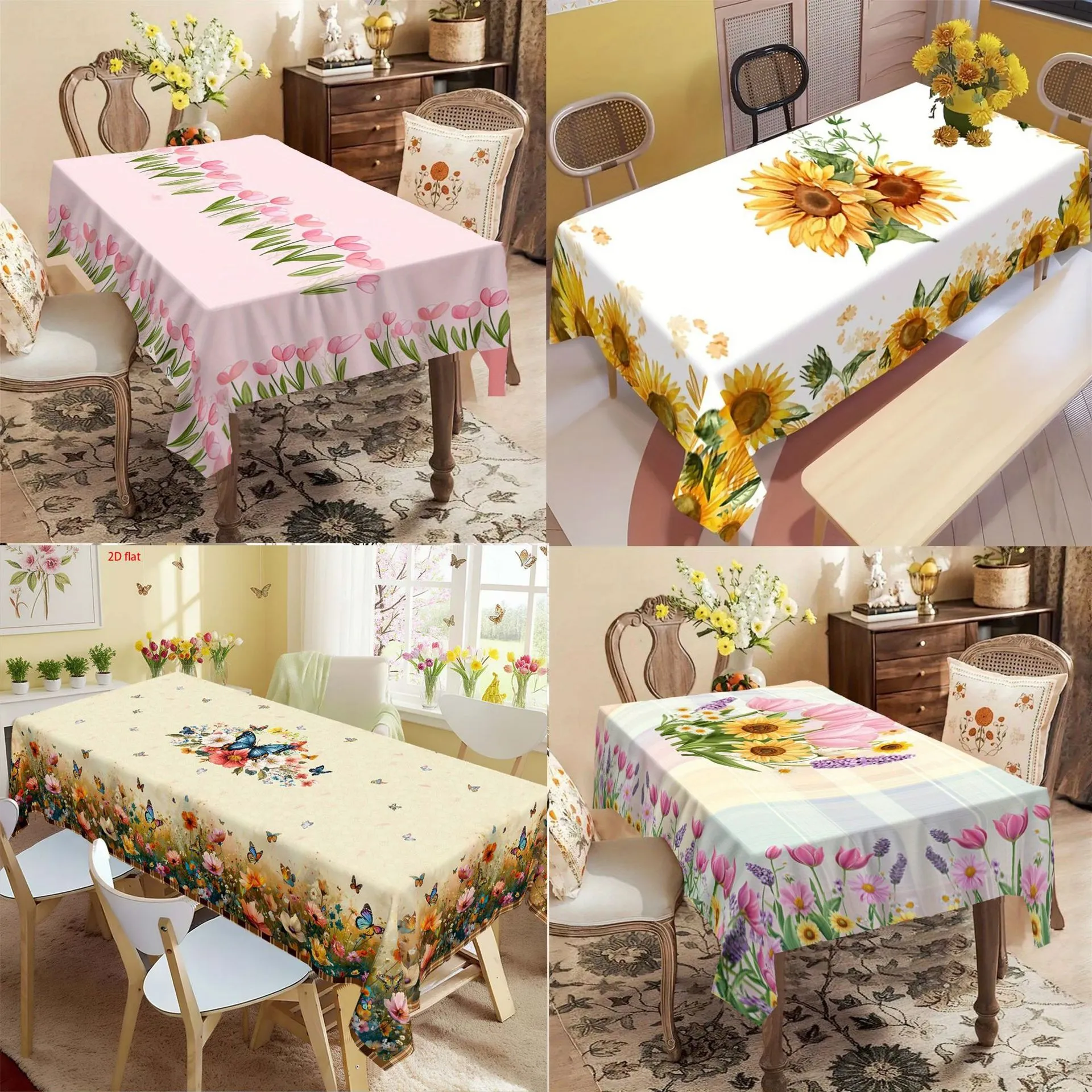 Nordische Tischdecke Rechteckig mit Blumenmuster Samt Staubdicht Botanisch Schmetterling Esstisch Abdeckung Für Zuhause Festival Party Dekoration