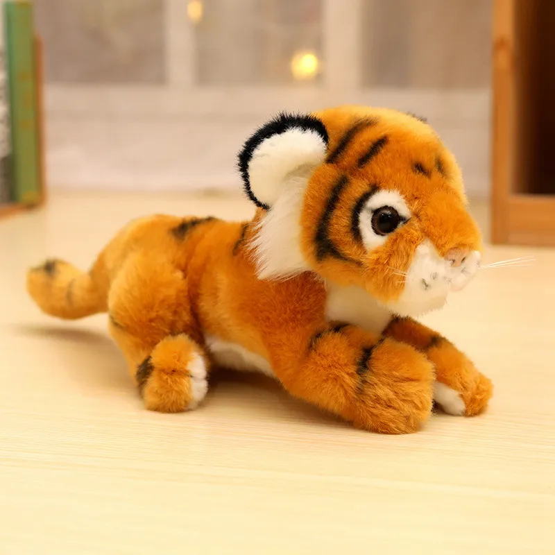 Simulation Tiger Plush Toy Realistic Stuffed Animal Cute Brown And White Tiger Doll Kids Birthday Gift