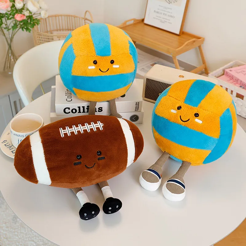 Cute Plush Rugby Volleyball Stuffed Toy Soft Ball Doll Cartoon Pillow Kids Birthday Gift Home Decoration