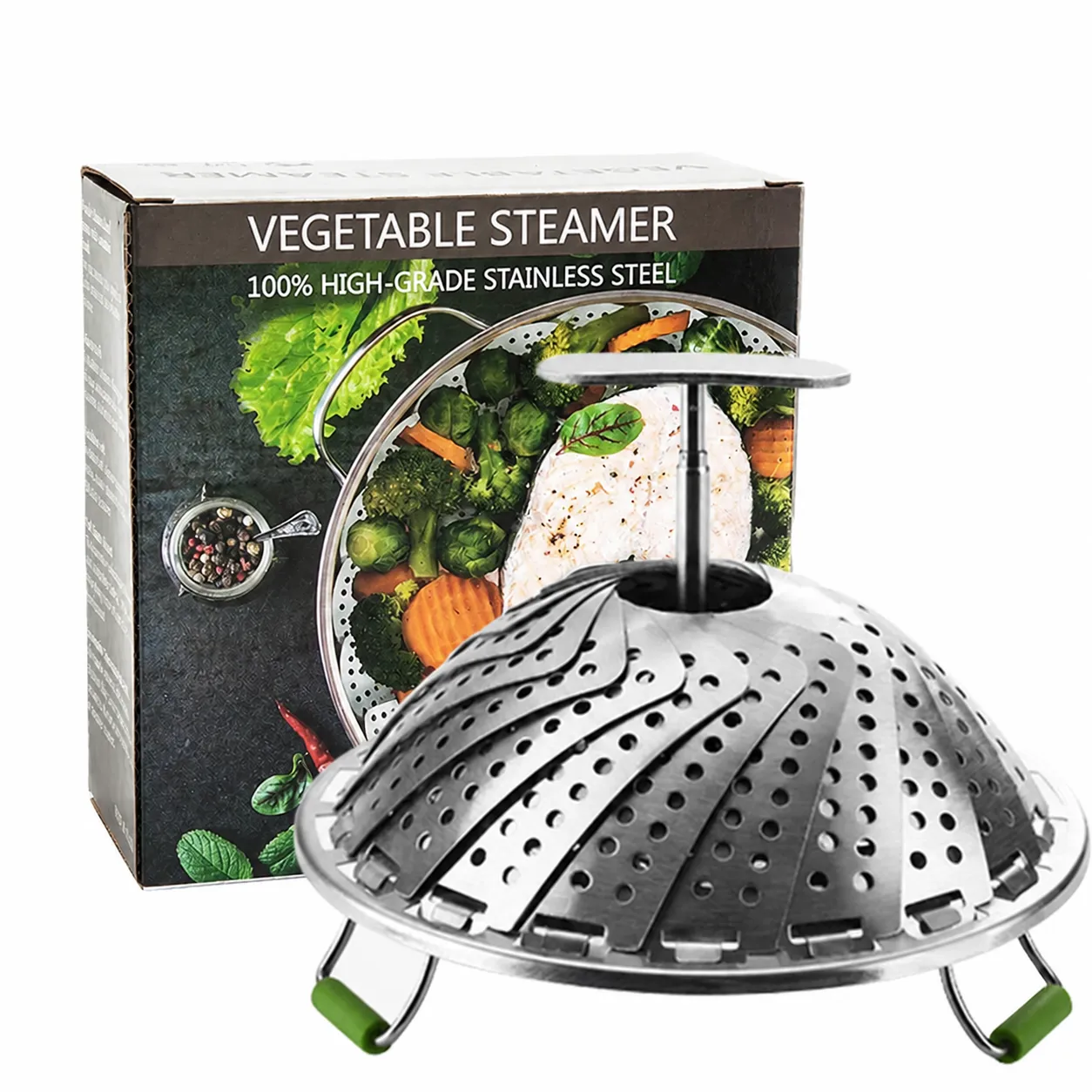Stainless Steel Folding Steamer Basket Telescopic Steam Rack With Handle For Cooking Vegetables Kitchen Cookware