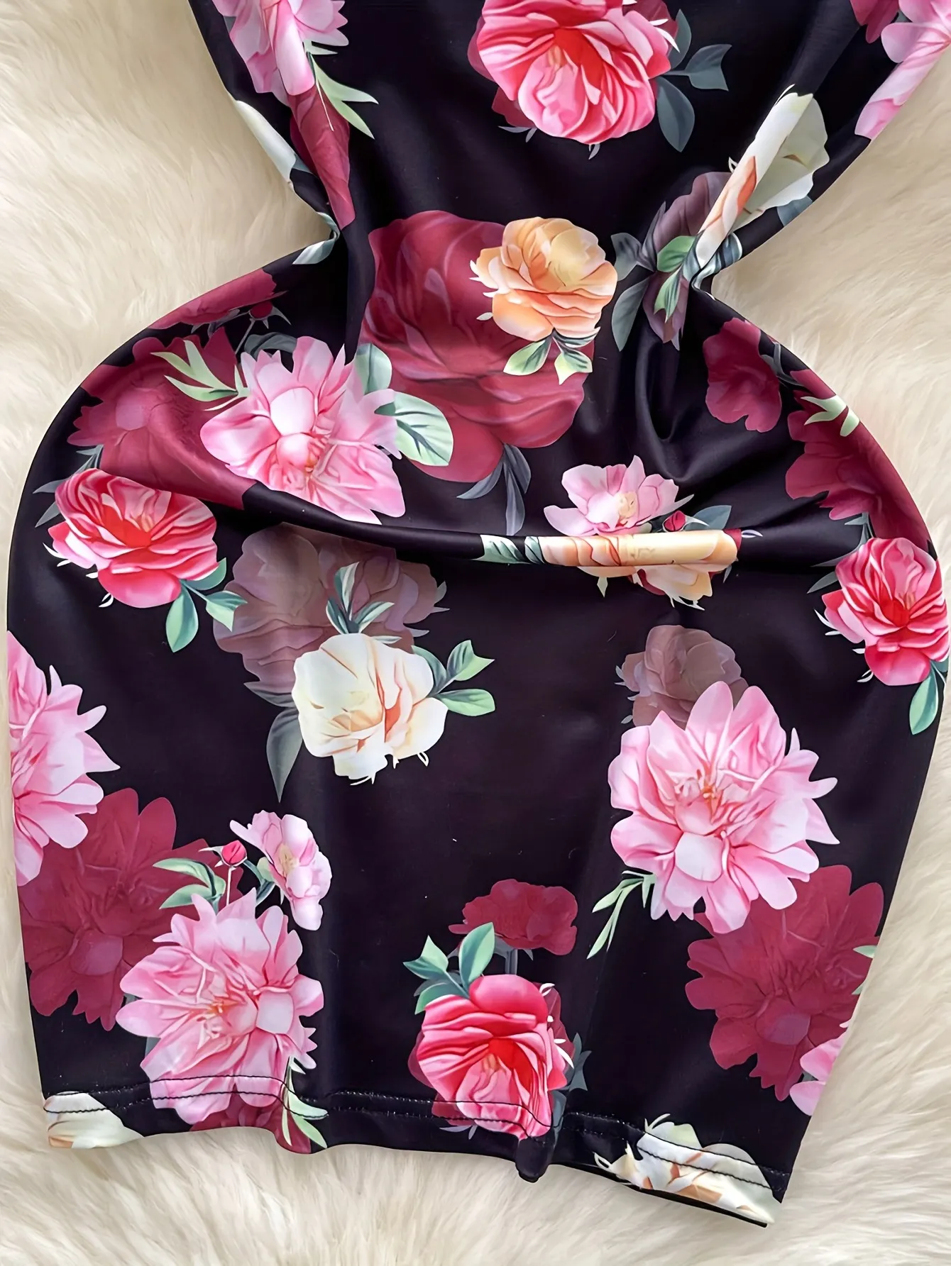 Γυναικείο Σέξι Floral Print Στράπλες Μίνι Εφαρμοστό Φόρεμα Χωρίς Μανίκια Καλοκαιρινό Πάρτι Night Clubwear Στενή Εφαρμογή Πολυεστέρας
